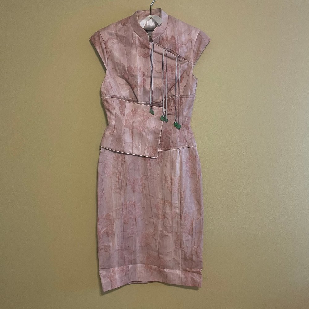 Karen Millen Vintage Pastel Pink Asian Inspired Dress